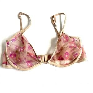 Victoria’s Secret pink floral Women's Unlined Underwire Bra 34D
